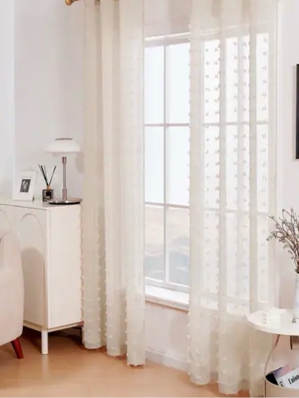 5 pieces Sheer Dot Textured Window Curtain Panel white color excellent condition